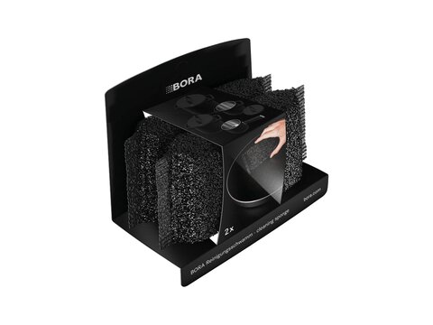 BORA Reinigungsschwamm in schwarzer Verpackung, 2 Stück. Ideal für die Reinigung von Kochgeschirr.